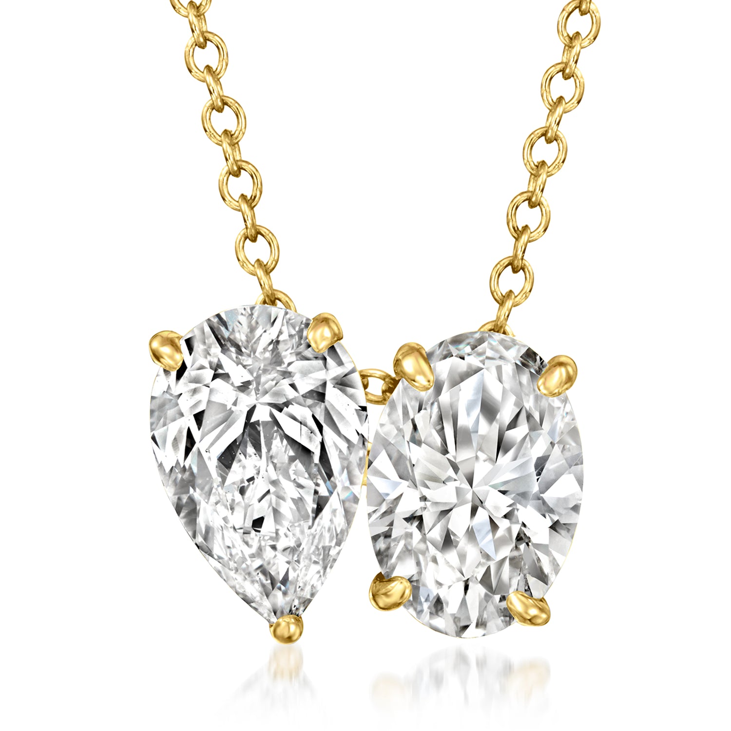 2.00 ct. t.w. Lab Grown Diamond Toi et Moi Necklace in 14kt Yellow Gold
