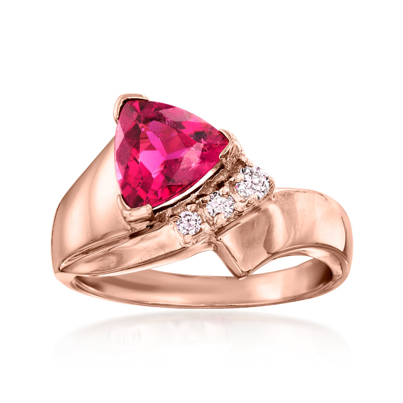 Pink tourmaline ring in rose gold with diamond accents