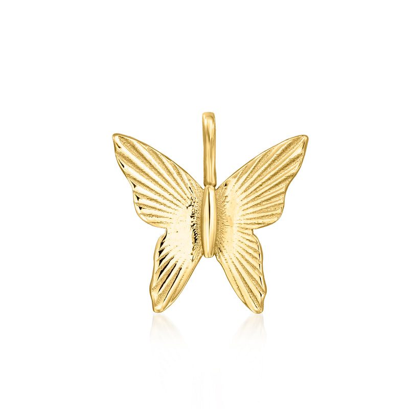 Italian 14kt yellow gold butterfly charm with detailed textured wings