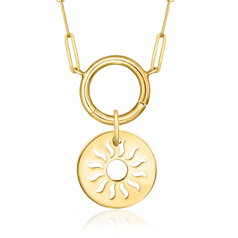 Round sun cut-out charm in 14kt yellow gold with two-piece bail