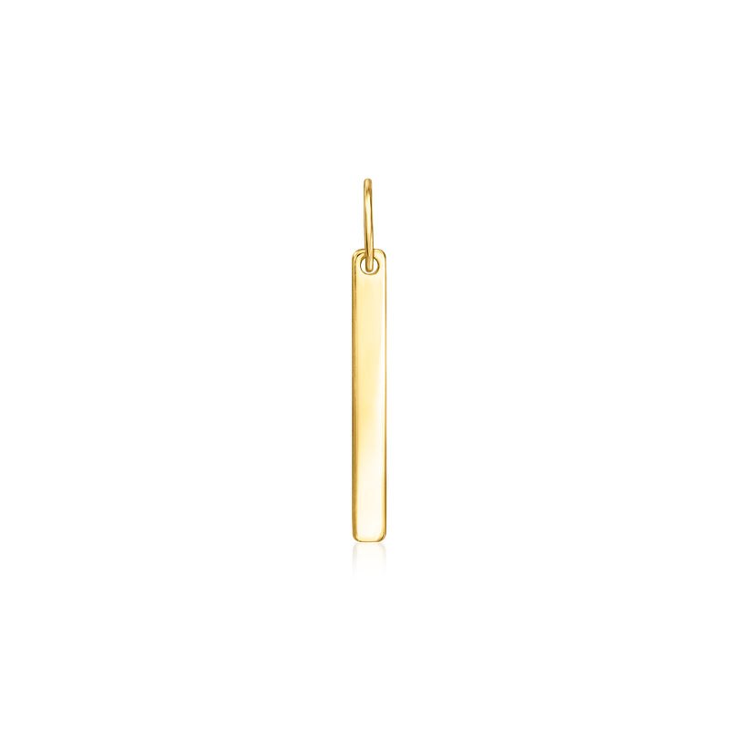 14kt yellow gold linear bar charm with bail loop