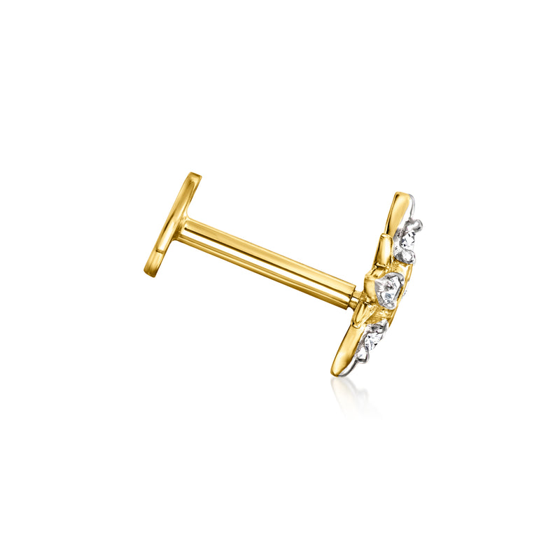 Diamond Star Single Flat-Back Stud Earring in 14kt Yellow Gold