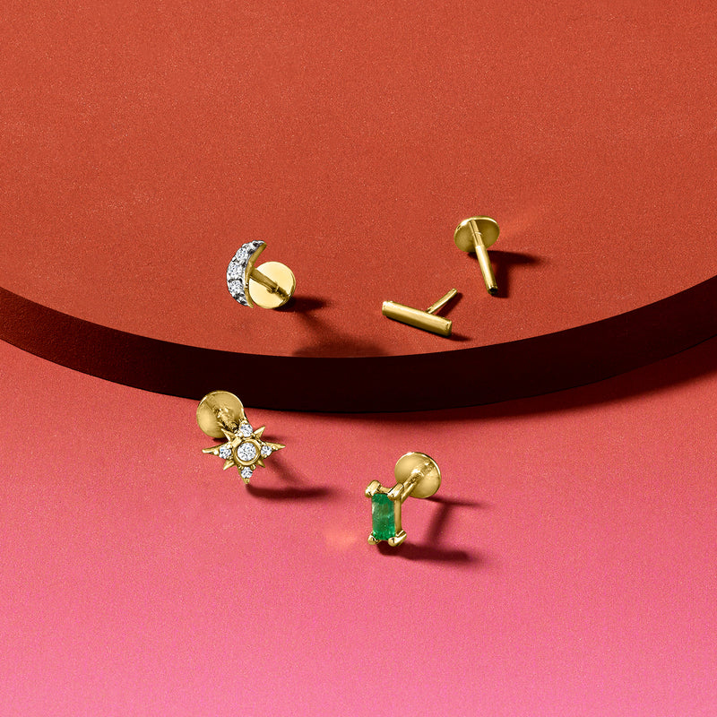 Diamond Star Single Flat-Back Stud Earring in 14kt Yellow Gold