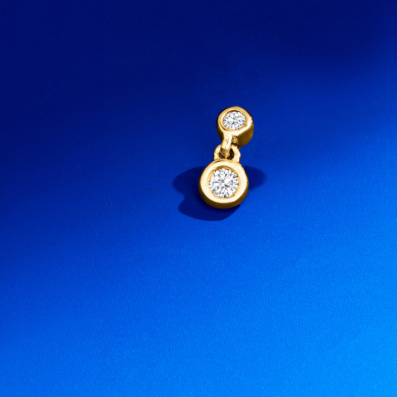 Diamond Two-Stone Single Flat-Back Stud Earring in 14kt Yellow Gold