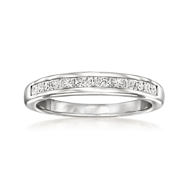 Vintage 14kt white gold diamond ring with channel-set stones