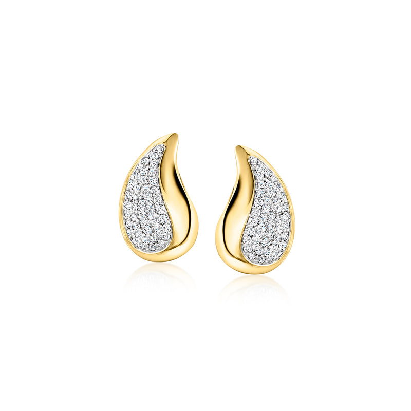 Teardrop diamond drop earrings in gold-tone metal