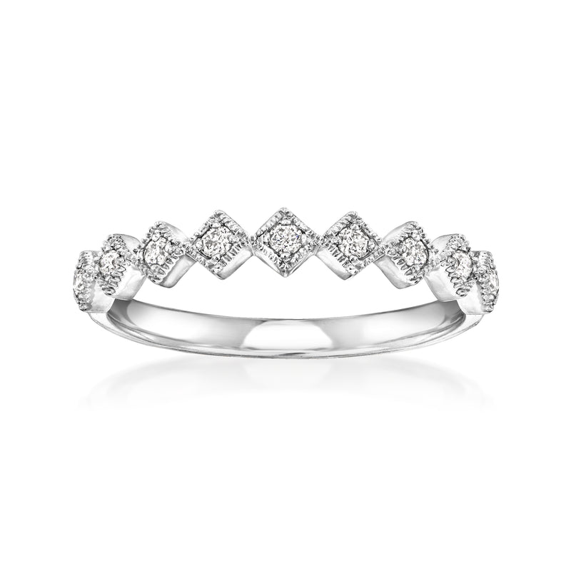 Sterling silver square-pattern diamond ring, all-around sparkling stones