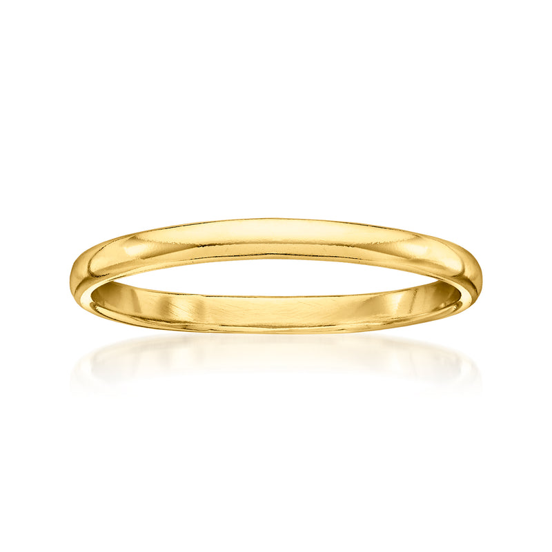 Polished gold vermeil band ring with smooth rounded edges