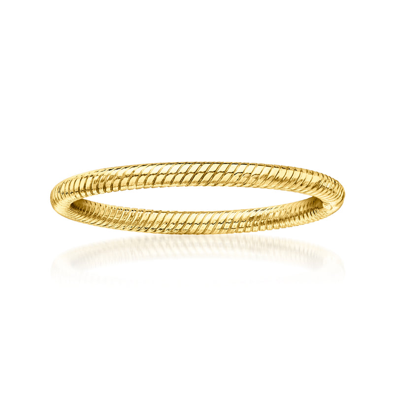 Gold vermeil roped ring with twisted rope-textured band, slim and rounded