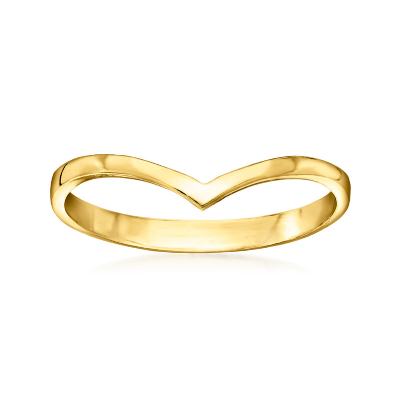 Gold vermeil chevron ring with glossy V-shaped front.