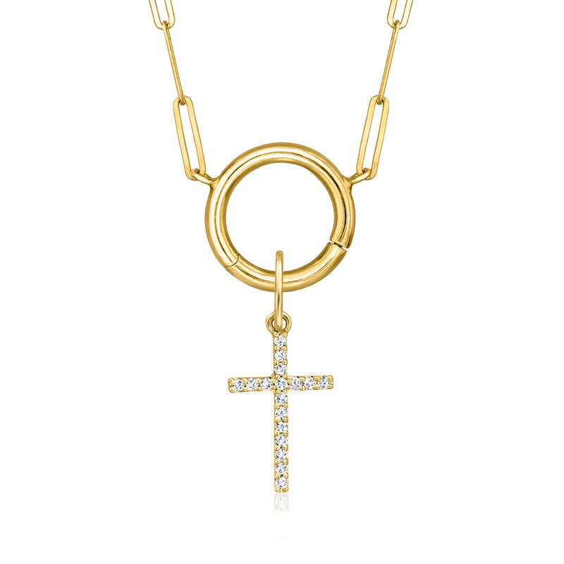 14kt yellow gold diamond cross charm pendant