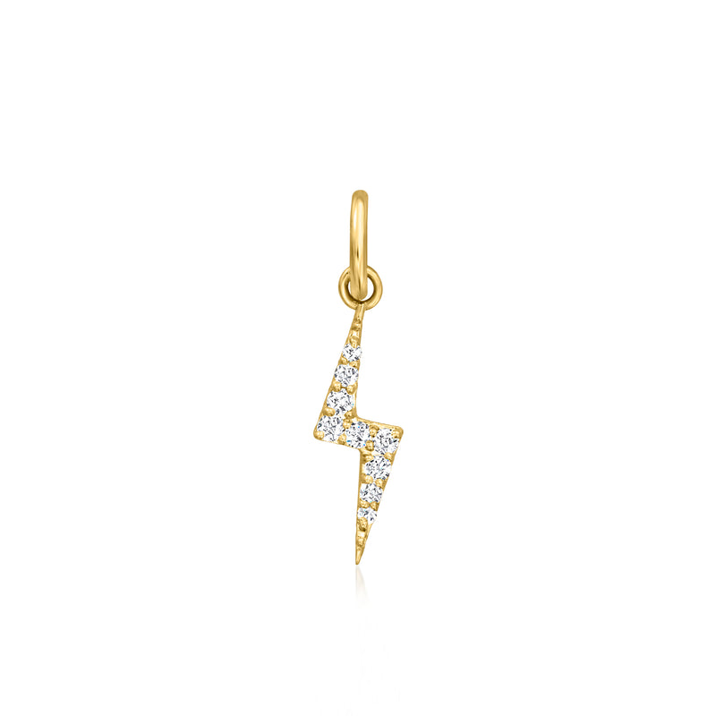 Diamond lightning bolt charm in 14kt yellow gold