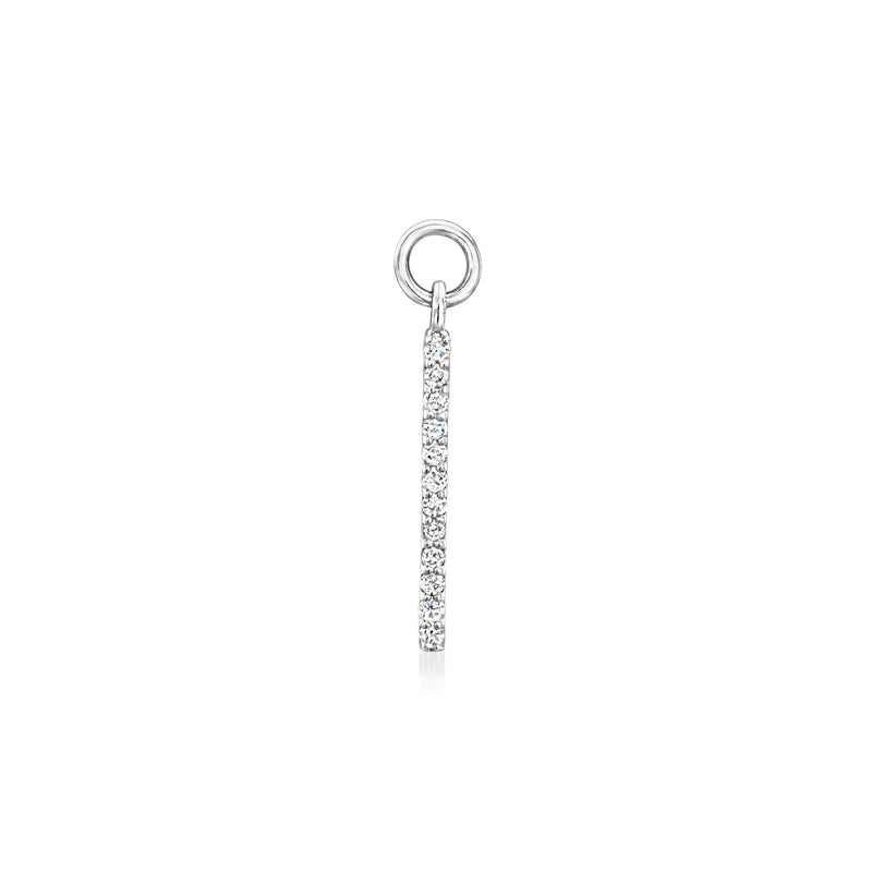 Sterling silver diamond bar hoop charm with small loop top