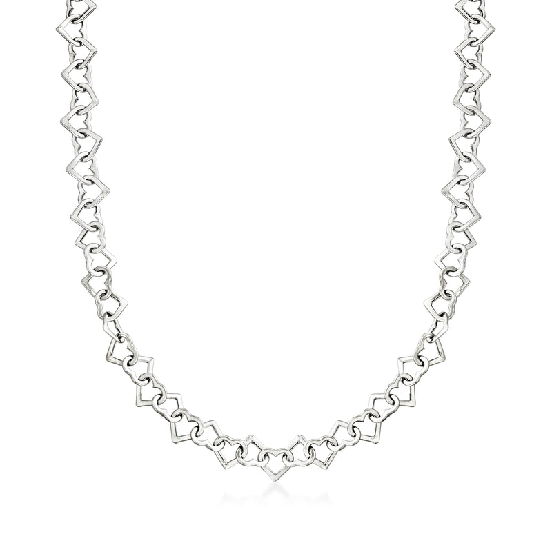 14kt white gold heart-link necklace with linked heart-shaped links