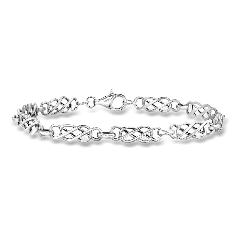 Double-infinity link bracelet in 14kt white gold with lobster clasp