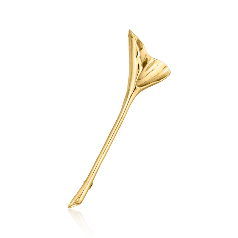 18kt yellow gold ginkgo leaf pin