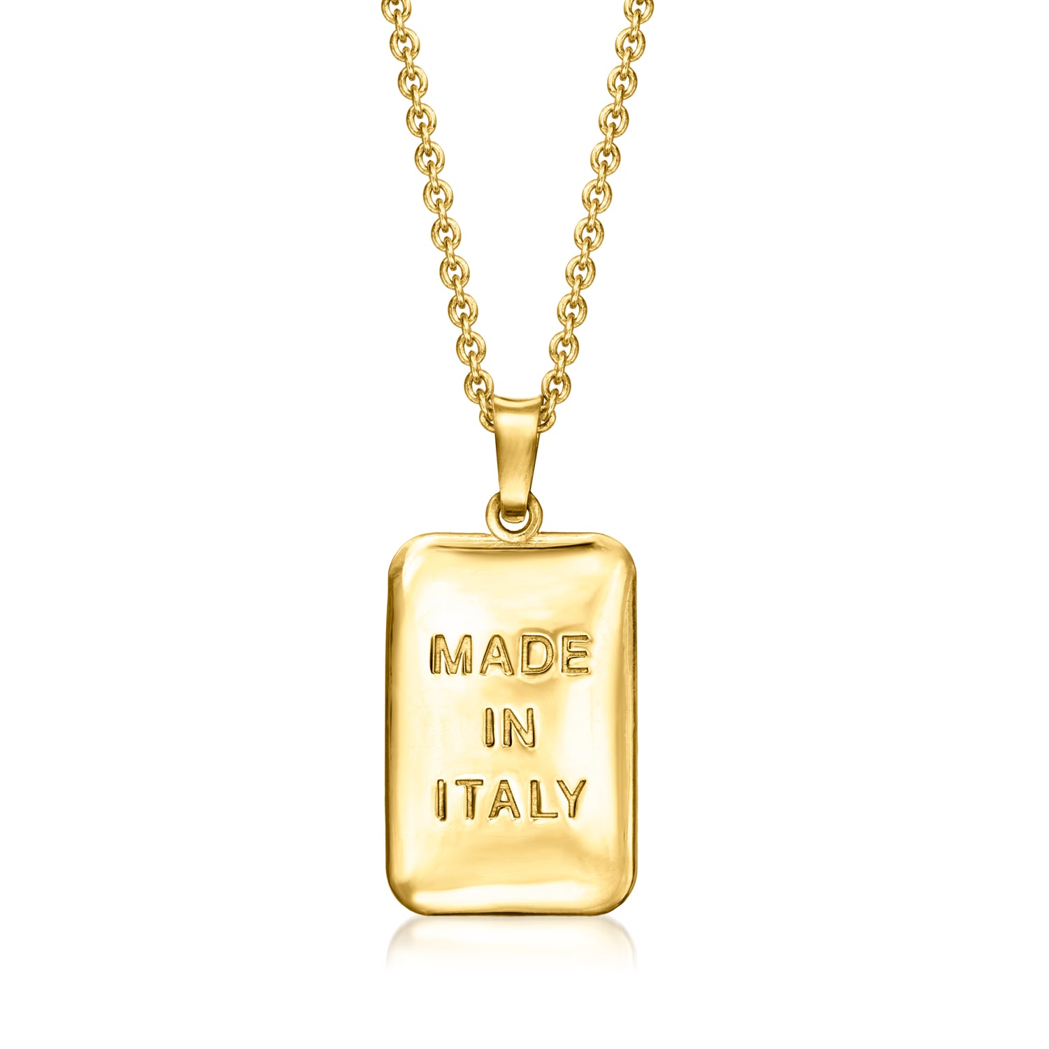 Italian 18kt Gold Over Sterling "Made in Italy" Tag Pendant Necklace