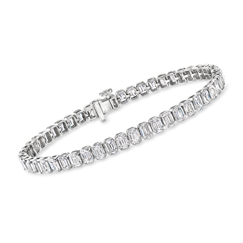 14kt white gold tennis bracelet with emerald-cut lab-grown diamond links