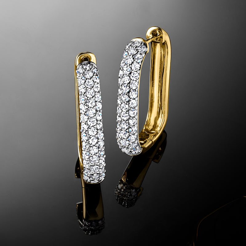 Lab-grown diamond paper clip link hoop earrings in 14kt yellow gold