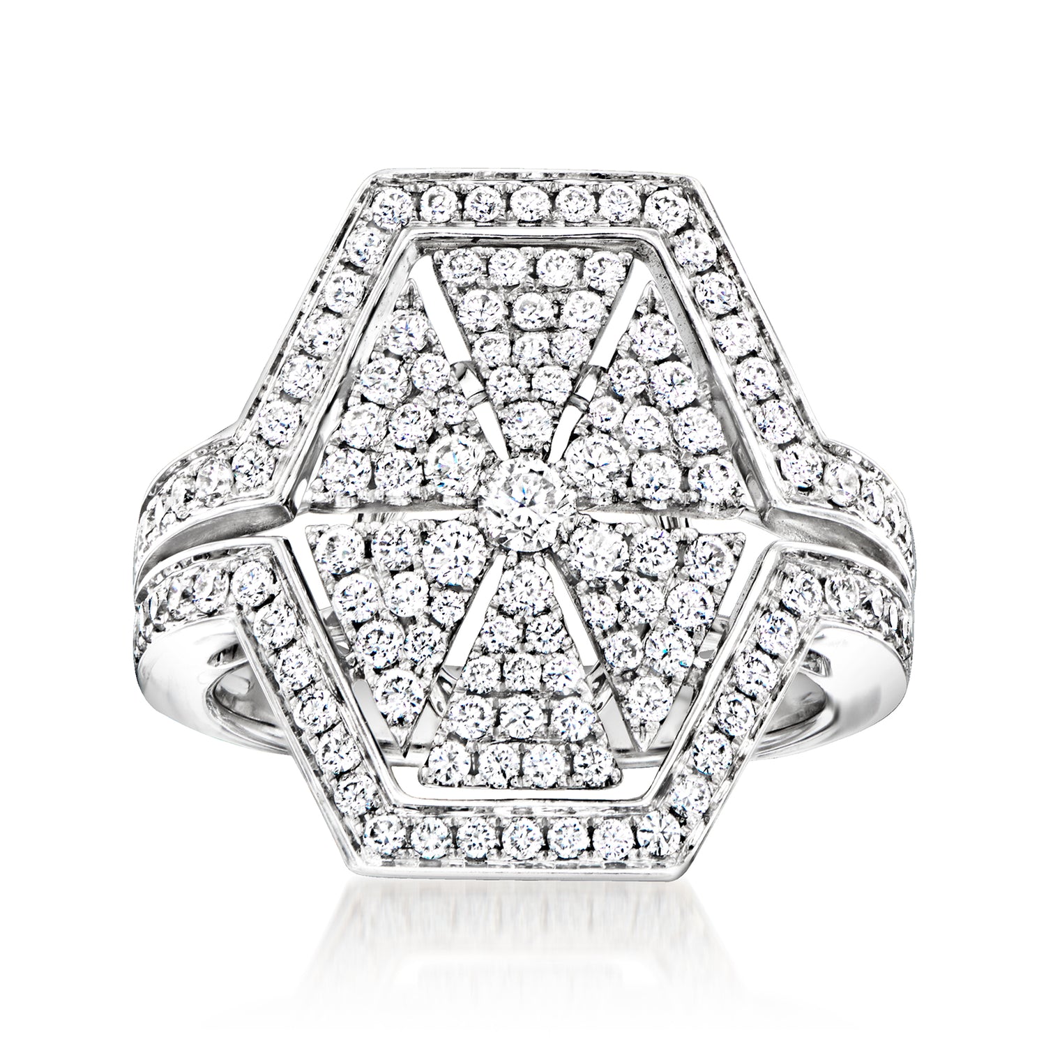 C. 1990 Vintage 1.93 ct. t.w. Diamond Geometric Ring in 18kt White Gold