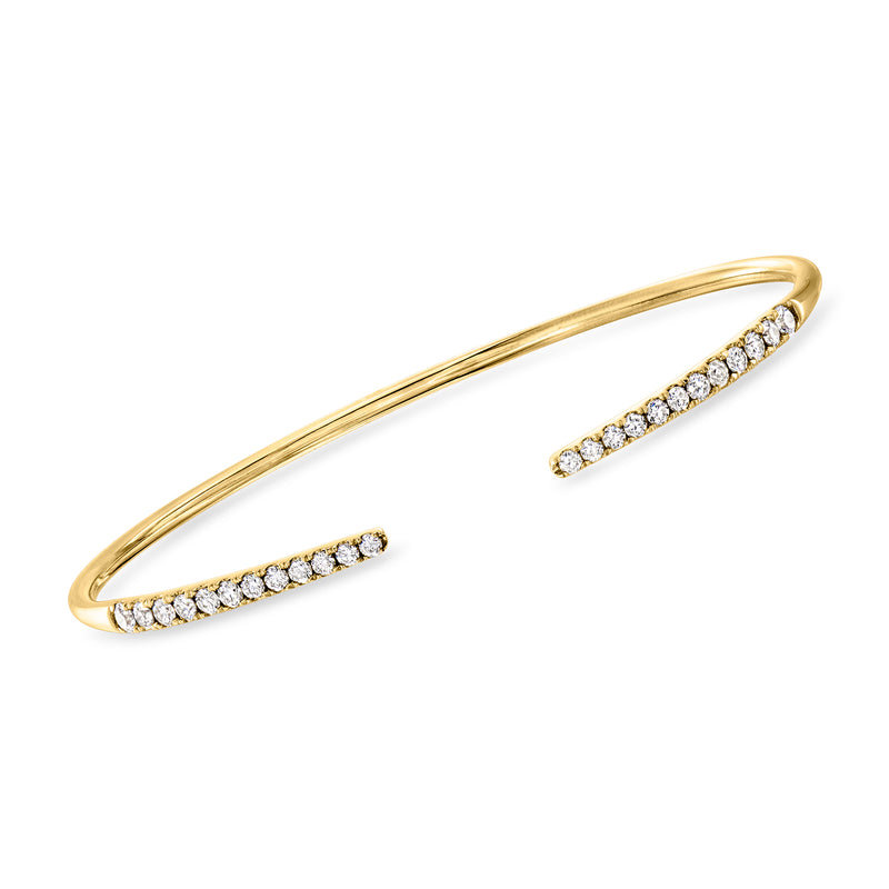 14kt yellow gold diamond cuff bracelet with pavé-set stones