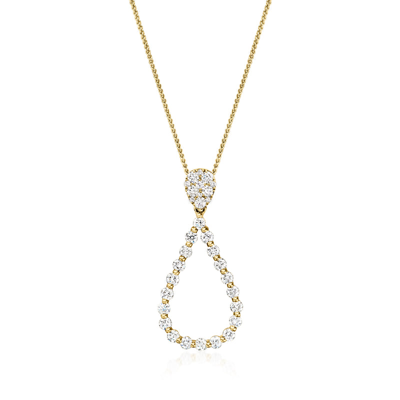Diamond teardrop pendant necklace in 14kt yellow gold
