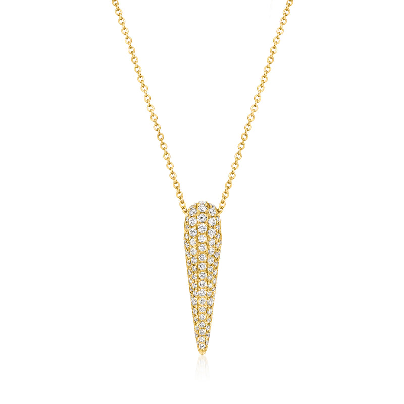 14kt yellow gold diamond spike pendant necklace with pave-set stones