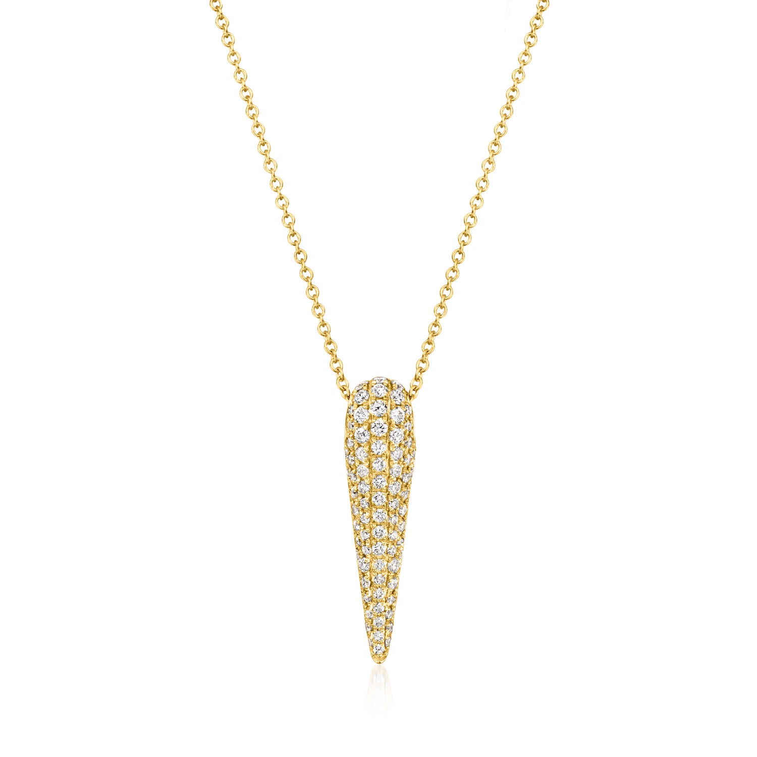 Ross-simons .50 Ct. T.w. Diamond Spike Pendant Necklace In 14kt Yellow Gold