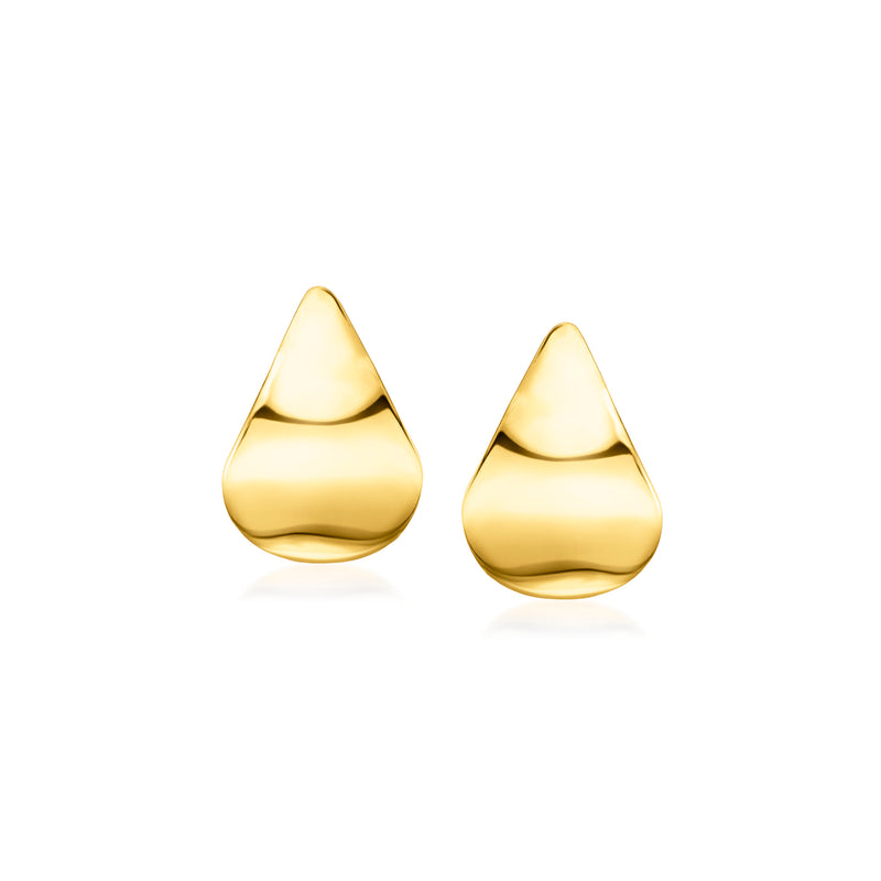 Gold vermeil teardrop stud earrings with smooth polished finish and post backs