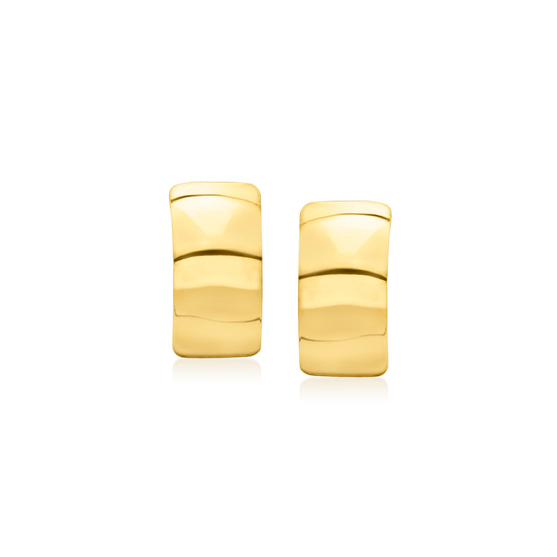 Rectangular gold vermeil post earrings with polished glossy finish