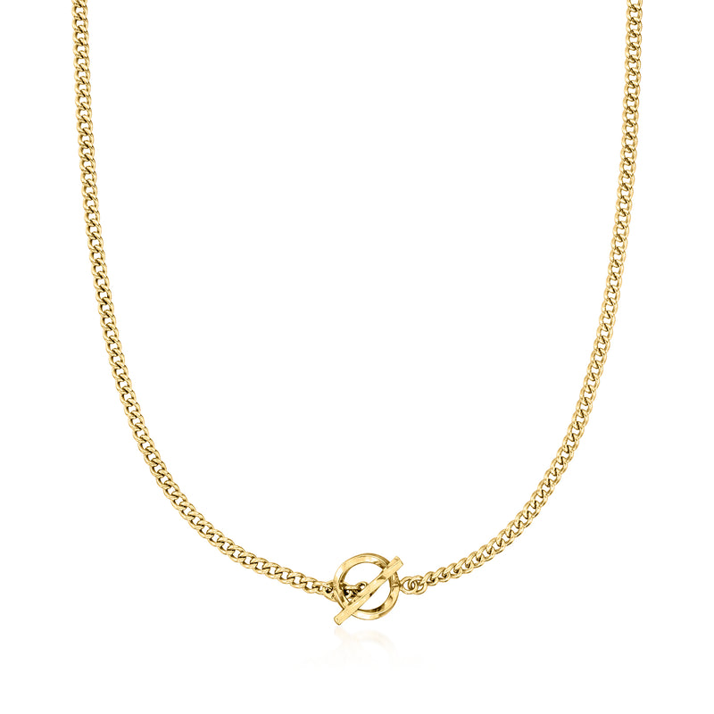 18kt gold over sterling curb-link toggle necklace with loop clasp