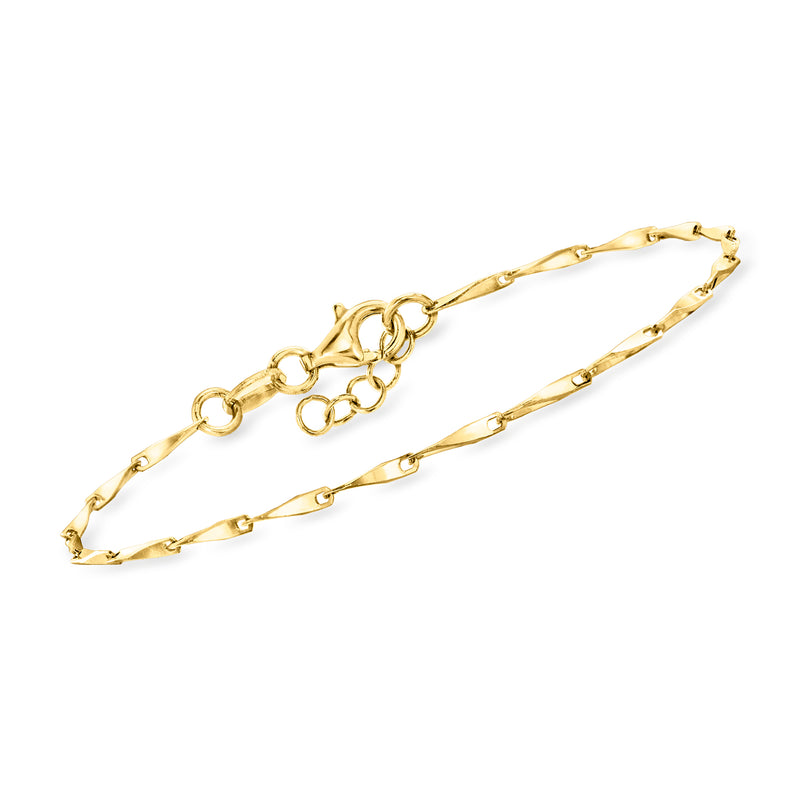Gold vermeil twisted-bar bracelet with oval link chain and spring clasp