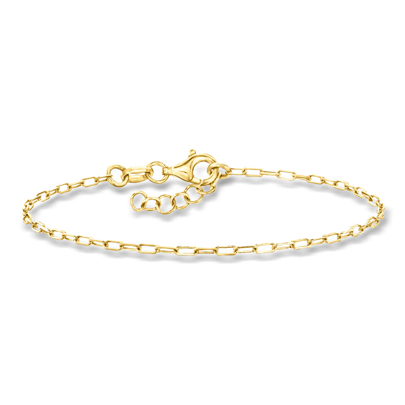 Gold over sterling mini paper clip link bracelet with round clasp