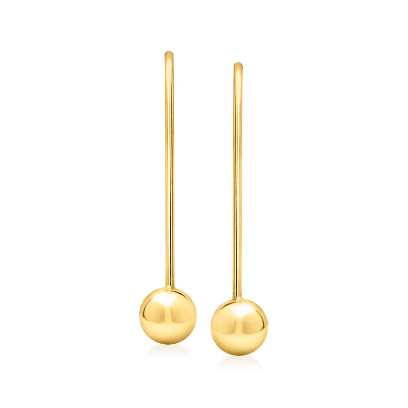 Gold vermeil ball drop earrings with straight earwire, round polished balls