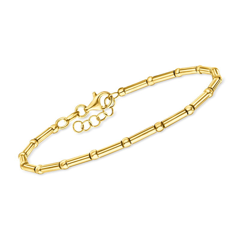 Italian gold vermeil ball and bar station bracelet with alternating round and bar links