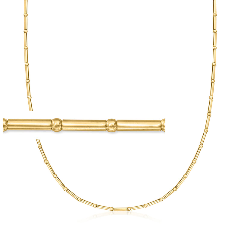 18kt gold vermeil ball-and-bar station necklace with cylindrical bar and small ball links