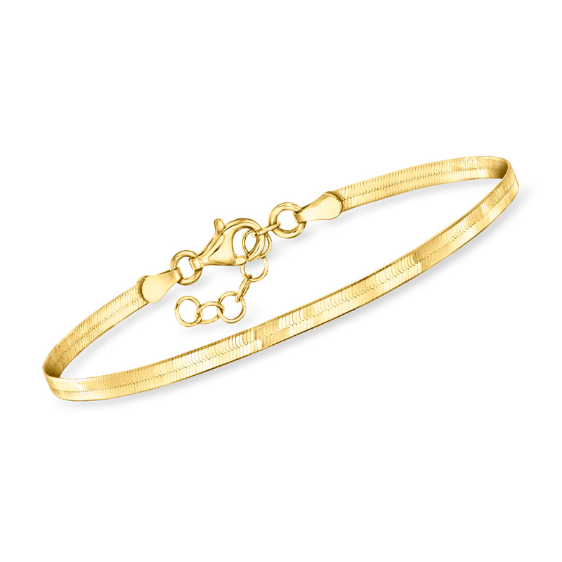 Gold vermeil herringbone bracelet with clasp and extender rings