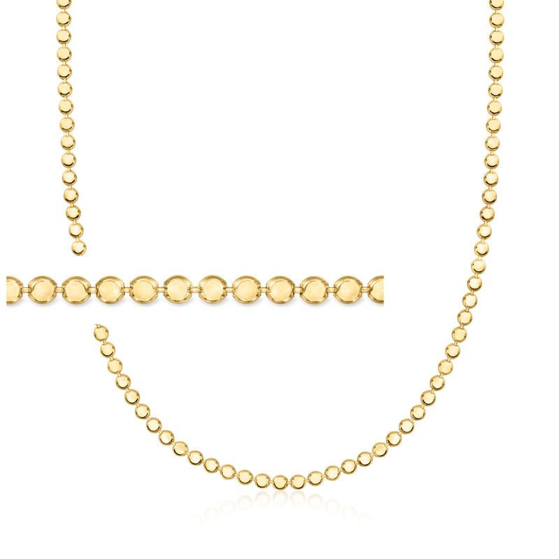 18kt gold over sterling flat-bead necklace with round bead links