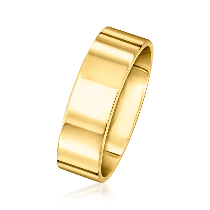 Gold over sterling wide band ring, smooth polished band side view