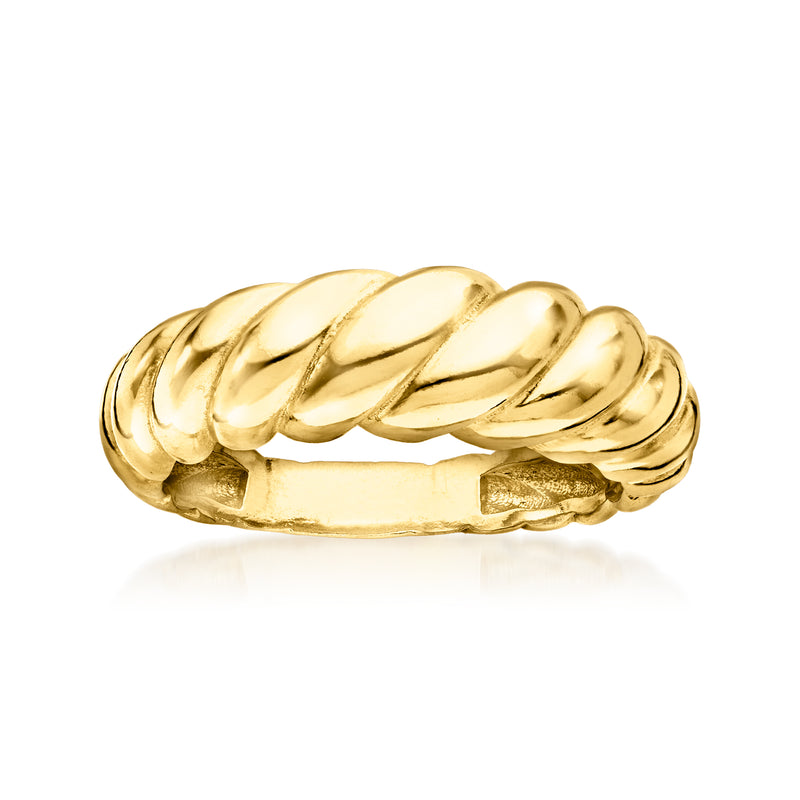 Gold over sterling twisted band ring with rope-like links