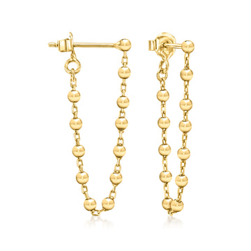 18kt Gold Over Sterling Bead-Chain Drop Earrings