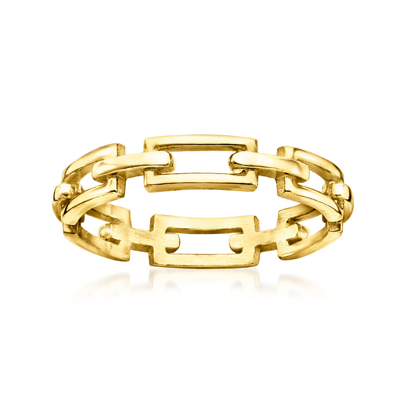 18kt gold vermeil open-link ring with rectangular links