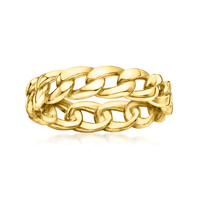Gold vermeil curb-link ring with chunky oval chain links, polished finish