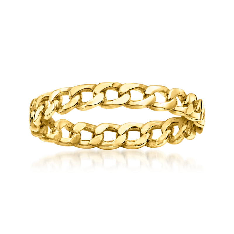 Small curb-link ring in gold vermeil, thick interlocking chain links.