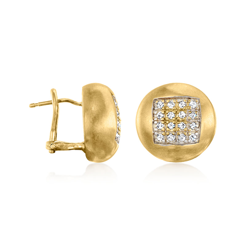 Vintage 18kt yellow gold post earrings with square diamond pavé centers
