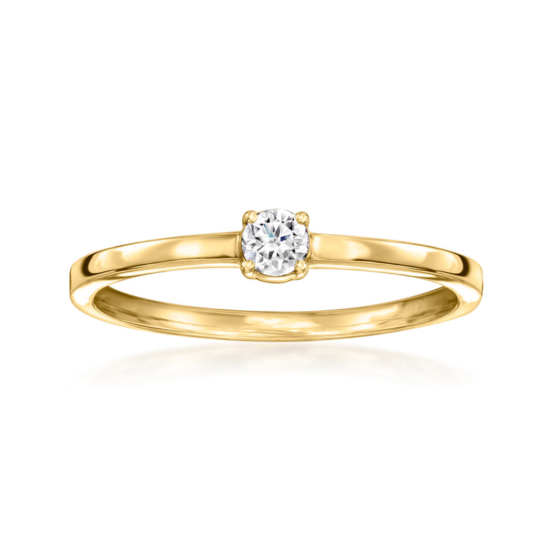 14kt yellow gold solitaire ring with round lab-grown diamond center