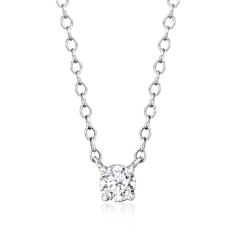 14kt white gold solitaire diamond necklace with round lab-grown pendant