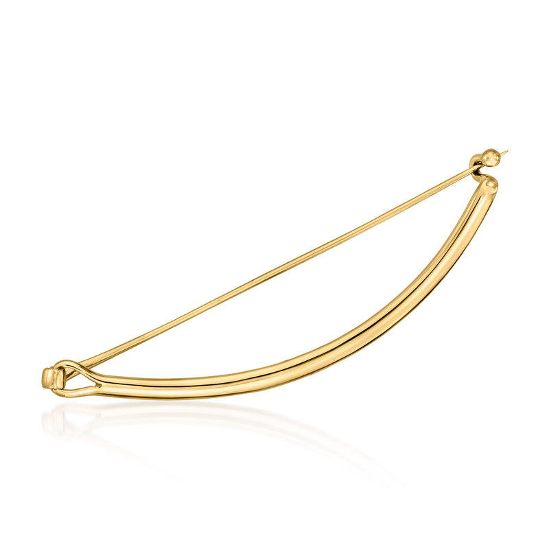Vintage curved bar pin in 18kt yellow gold with hinged clasp