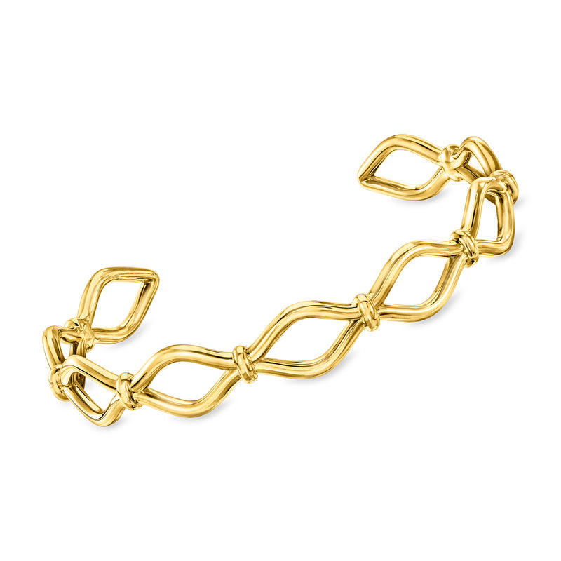 Gold vermeil open-loop cuff bracelet with linked oval loops, polished finish