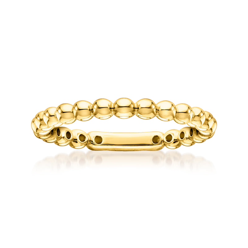 18kt gold vermeil bead eternity band with rounded bead links, open side view